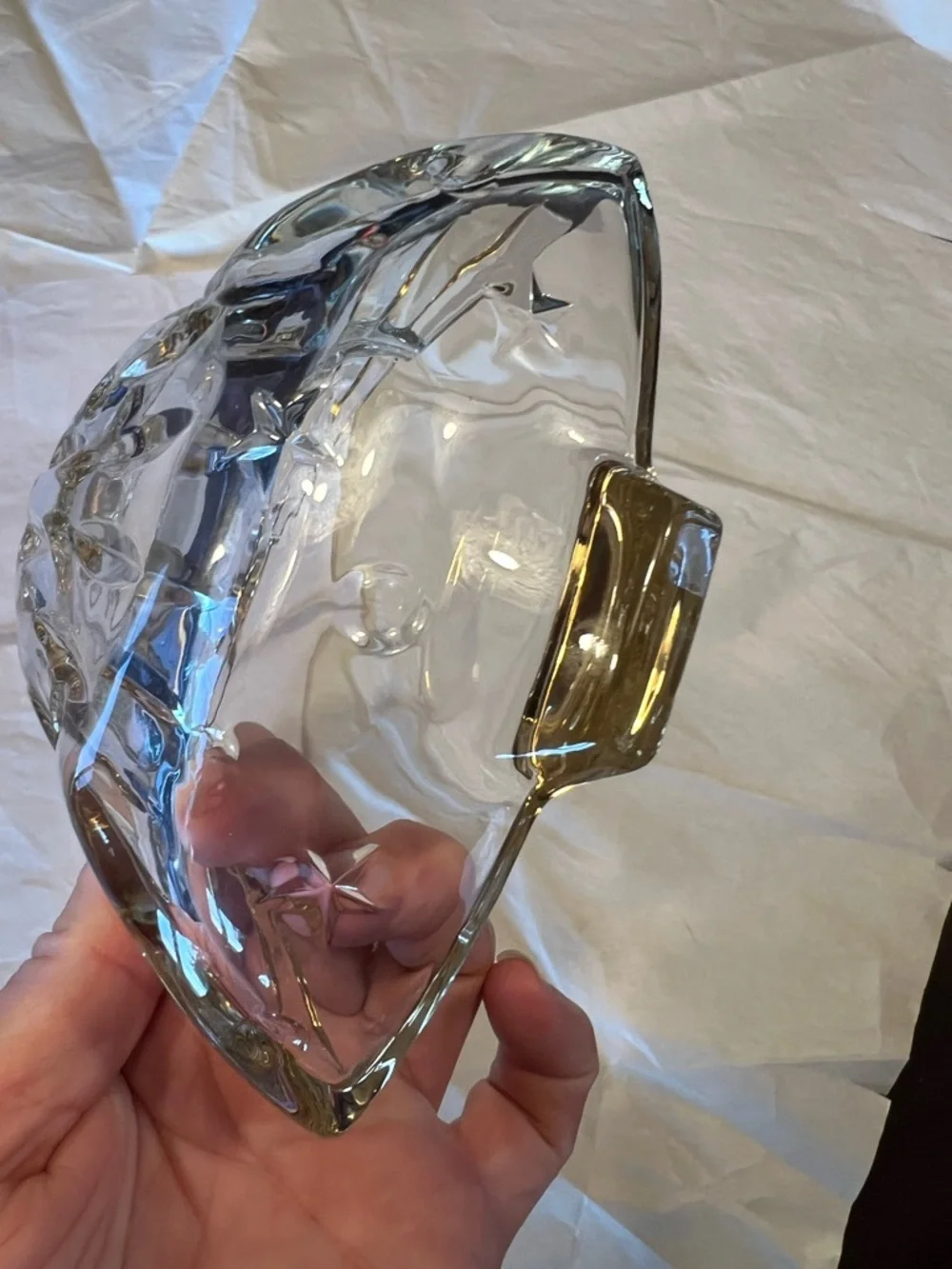 Glass Christmas Tree Dish with Gold Trim